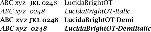 OpenType Lucida Bright fonts