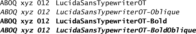 OpenType Lucida Sans Typewriter fonts