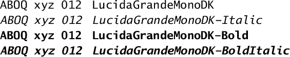 OpenType Lucida Grande Mono DK fonts