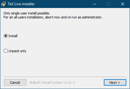 First stage of Windows .exe installer