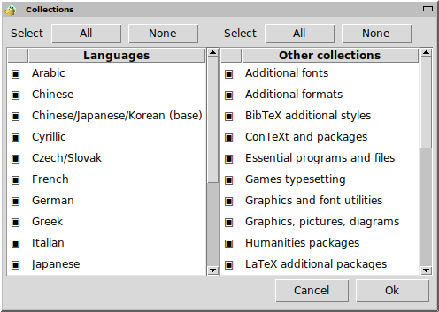 Collections menu